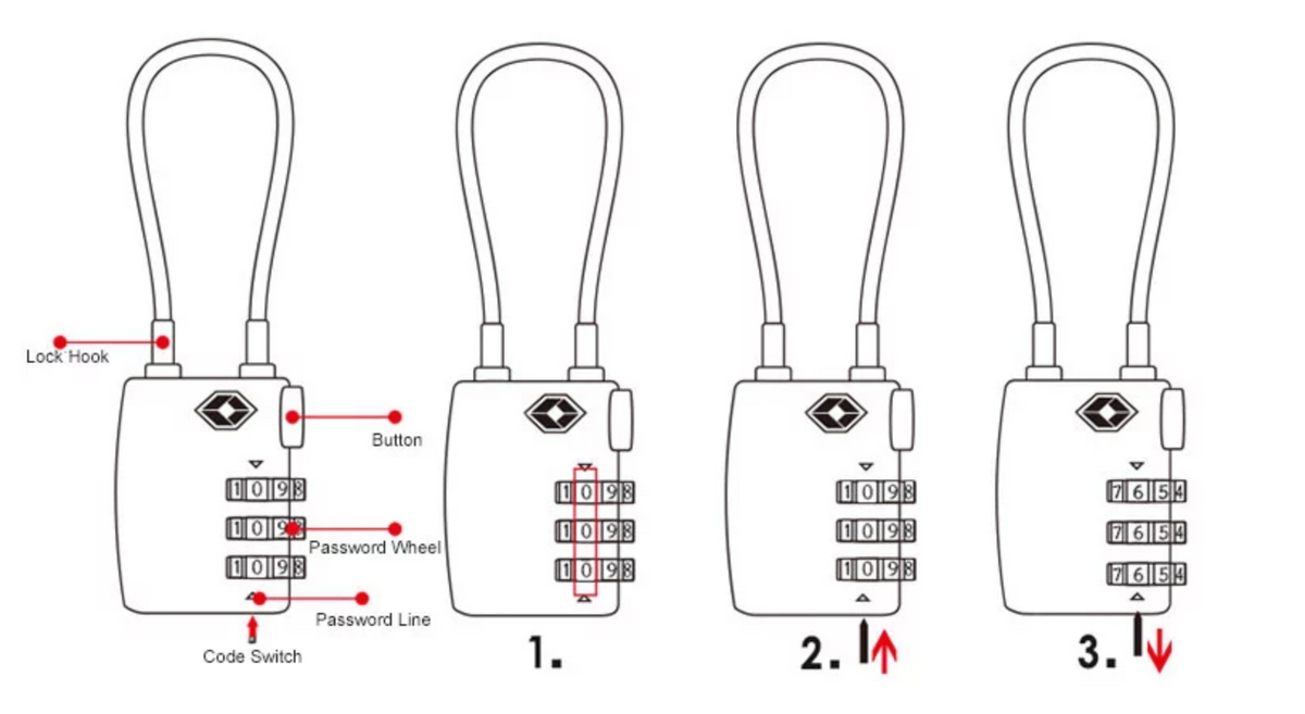 A99 TSA Security Lock TSA Approved Luggage Locks Open Alert Indicator – A99  Mall